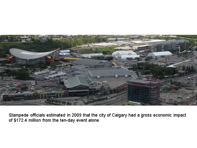 Stampede officials estimated in 2009 that the city of Calgary had a gross economic